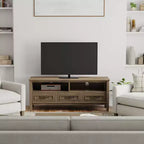 Meuble TV bas Rowan pour téléviseurs jusqu'à 60 po, brun fumé – Wyndenhall : Meuble console média en bois massif avec rangement