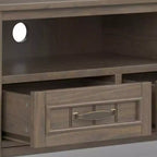 Meuble TV bas Rowan pour téléviseurs jusqu'à 60 po, brun fumé – Wyndenhall : Meuble console média en bois massif avec rangement