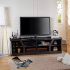 Invera 4 Shelf TV Stand for TVs up to 70" Espresso - HOMES: Inside + Out: Modern Media Console with Glass Cabinets