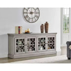 Meuble TV console rustique à quatre portes de 72 po entièrement assemblé pour téléviseurs jusqu'à 70 po, gris - Martin Furniture