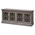 Meuble TV console rustique à quatre portes de 72 po entièrement assemblé pour téléviseurs jusqu'à 70 po, gris - Martin Furniture