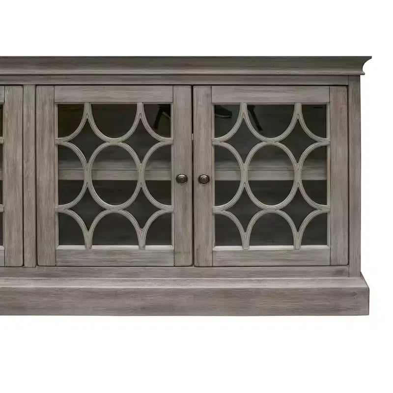 Meuble TV console rustique à quatre portes de 72 po entièrement assemblé pour téléviseurs jusqu'à 70 po, gris - Martin Furniture