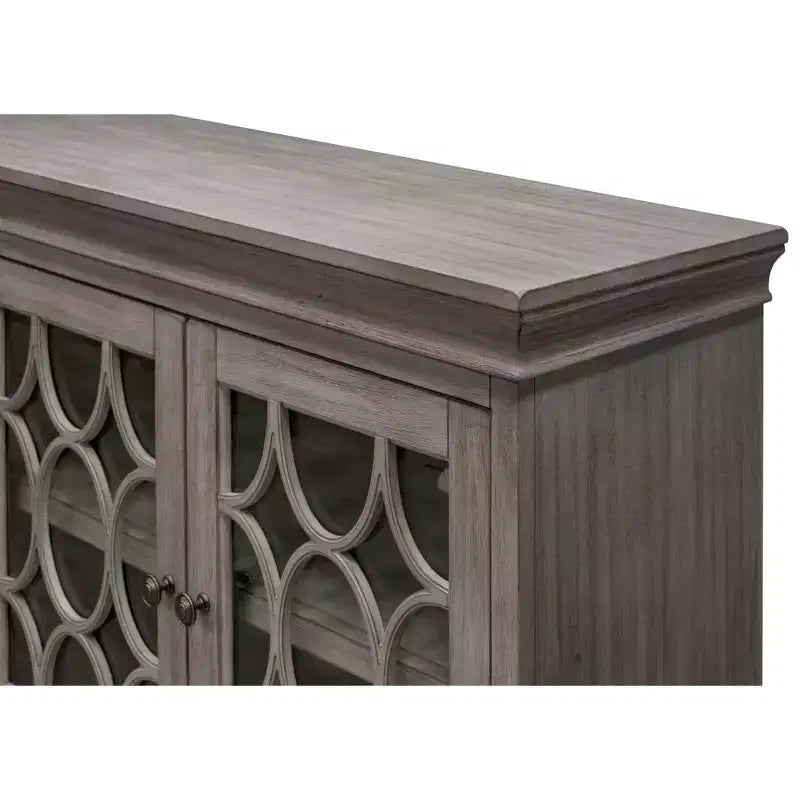 Meuble TV console rustique à quatre portes de 72 po entièrement assemblé pour téléviseurs jusqu'à 70 po, gris - Martin Furniture