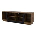 miBasics Rockyford Transitional TV Stand for TVs up to 70" Light Hickory: Modern Console with Cable Management, Fixed Shelves