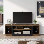 miBasics Rockyford Transitional TV Stand for TVs up to 70" Light Hickory: Modern Console with Cable Management, Fixed Shelves