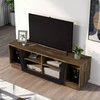 miBasics Rockyford Transitional TV Stand for TVs up to 70" Light Hickory: Modern Console with Cable Management, Fixed Shelves