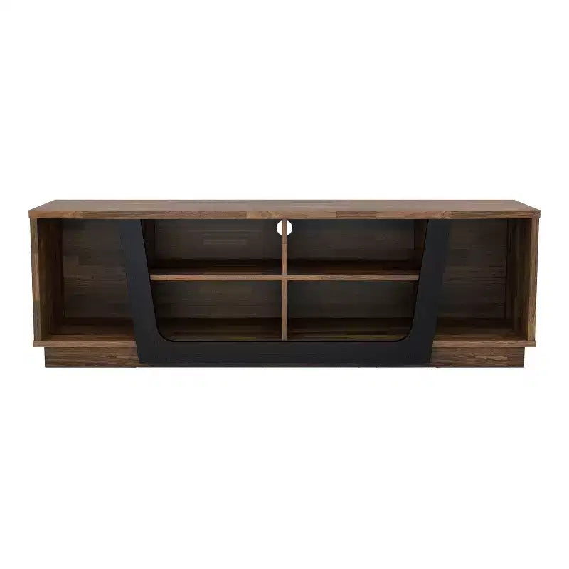 miBasics Rockyford Transitional TV Stand for TVs up to 70" Light Hickory: Modern Console with Cable Management, Fixed Shelves