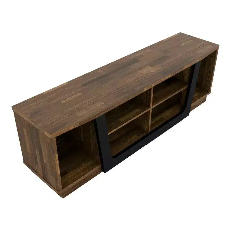 miBasics Rockyford Transitional TV Stand for TVs up to 70" Light Hickory: Modern Console with Cable Management, Fixed Shelves