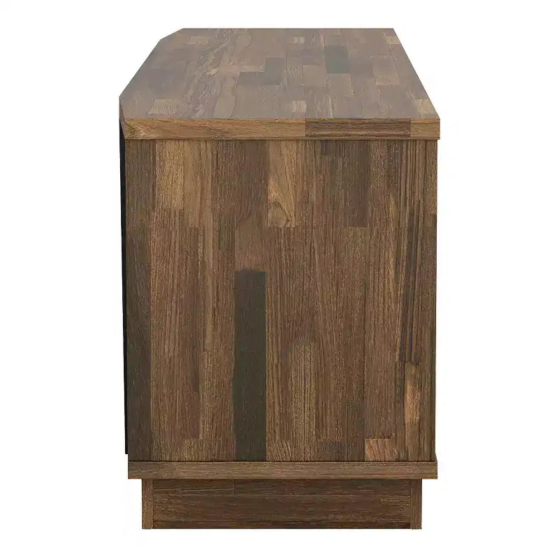miBasics Rockyford Transitional TV Stand for TVs up to 70" Light Hickory: Modern Console with Cable Management, Fixed Shelves