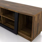 miBasics Rockyford Transitional TV Stand for TVs up to 70" Light Hickory: Modern Console with Cable Management, Fixed Shelves