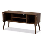 Meuble TV en bois à 2 portes Alard pour téléviseurs jusqu'à 50 po Noyer - Baxton Studio : Console multimédia moderne du milieu du siècle avec étagères fixes