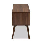 Meuble TV en bois à 2 portes Alard pour téléviseurs jusqu'à 50 po Noyer - Baxton Studio : Console multimédia moderne du milieu du siècle avec étagères fixes