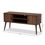 Meuble TV en bois à 2 portes Alard pour téléviseurs jusqu'à 50 po Noyer - Baxton Studio : Console multimédia moderne du milieu du siècle avec étagères fixes