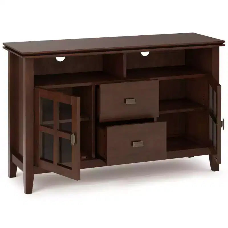 Meuble TV Stratford pour téléviseurs jusqu'à 60 po Brun roux - WyndenHall : Console de rangement avec étagères réglables