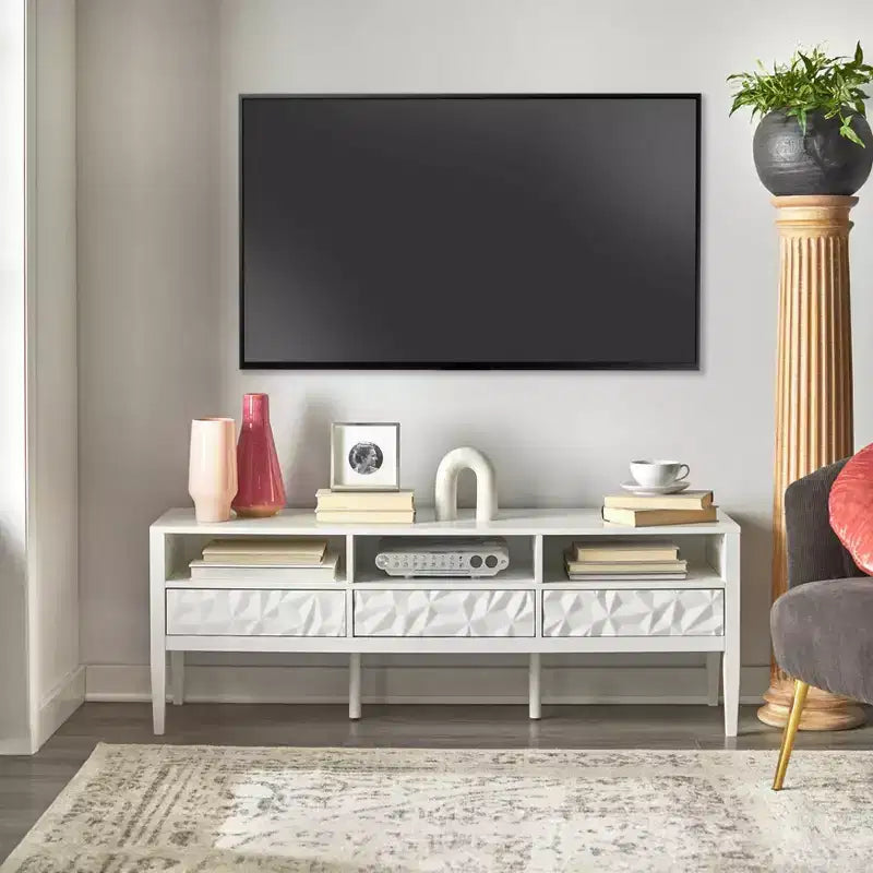 Meuble TV moderne Buylateral Marquise pour téléviseurs jusqu'à 60 po, blanc
