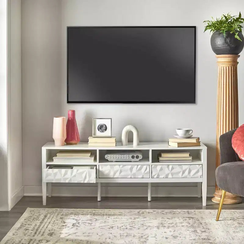 Meuble TV moderne Buylateral Marquise pour téléviseurs jusqu'à 60 po, blanc