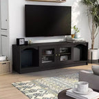 Meuble TV moderne 24/7 Shop At Home Jenny pour téléviseurs jusqu'à 70 po : Fini expresso, cadre en bois, étagères ouvertes, capacité de 150 lb