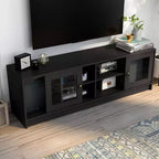 Meuble TV moderne 24/7 Shop At Home Jenny pour téléviseurs jusqu'à 70 po : Fini expresso, cadre en bois, étagères ouvertes, capacité de 150 lb