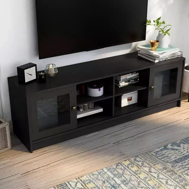 Meuble TV moderne 24/7 Shop At Home Jenny pour téléviseurs jusqu'à 70 po : Fini expresso, cadre en bois, étagères ouvertes, capacité de 150 lb