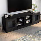 Meuble TV moderne 24/7 Shop At Home Jenny pour téléviseurs jusqu'à 70 po : Fini expresso, cadre en bois, étagères ouvertes, capacité de 150 lb