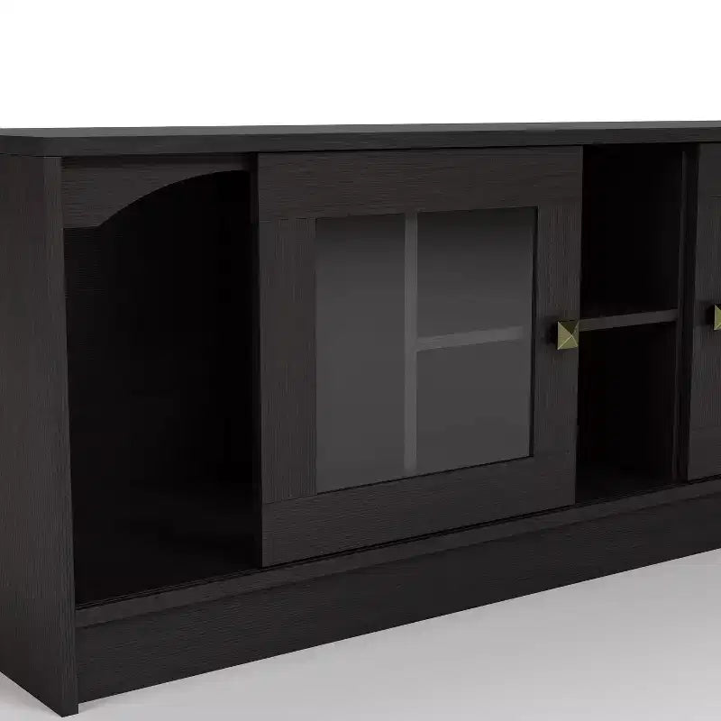 Meuble TV moderne 24/7 Shop At Home Jenny pour téléviseurs jusqu'à 70 po : Fini expresso, cadre en bois, étagères ouvertes, capacité de 150 lb