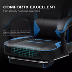 LUCKRACER Gaming Chair with Footrest High Back Computer Desk Chair Office Chair Blue