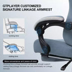 GTPLAYER Gaming Chair Fabric Office Chair with Linkage Armrests Computer Chair Light Blue