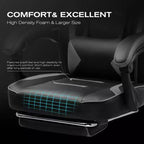 Chaise de jeu LUCKRACER avec repose-pieds, chaise de bureau à dossier haut, gris