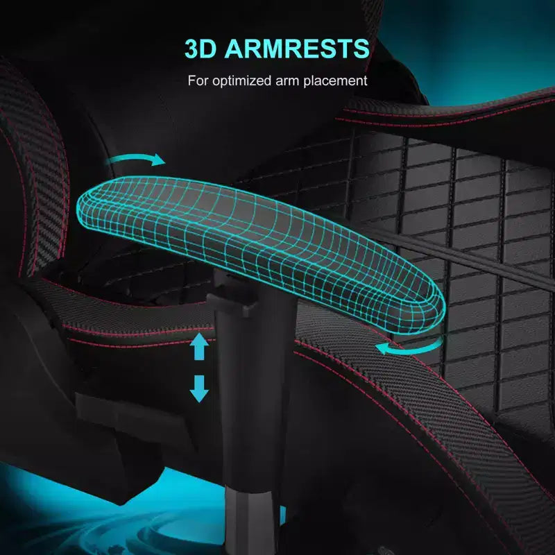 GTPLAYER Gaming Chair with Bluetooth Speakers and Footrest High Back Office Chair Red
