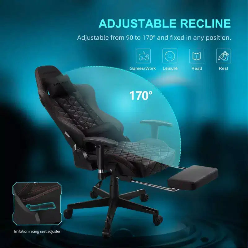GTPLAYER Gaming Chair with Bluetooth Speakers and Footrest High Back Office Chair Red