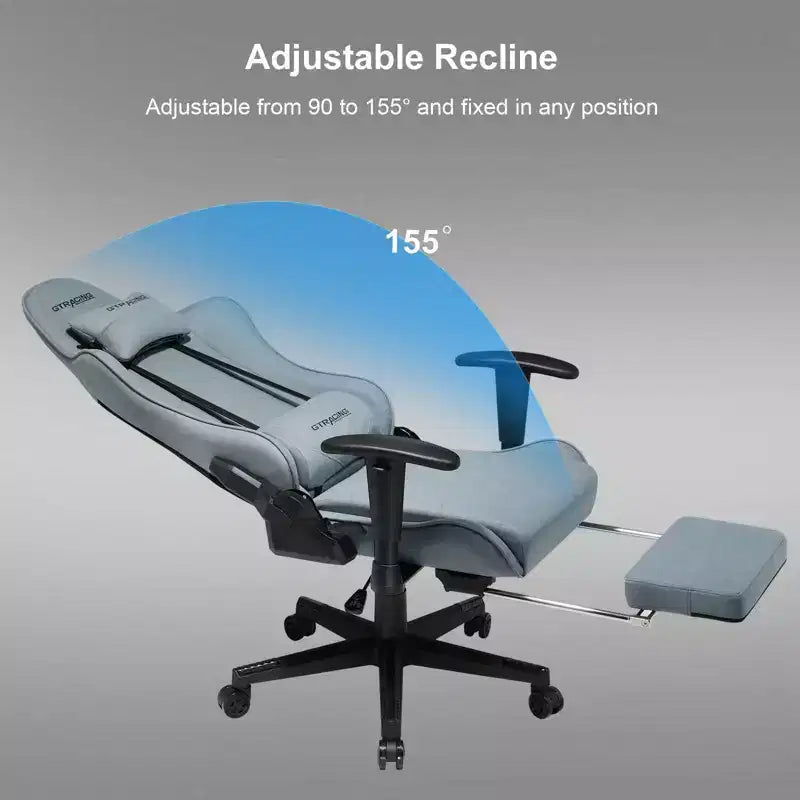 Chaise de jeu GTRACING avec repose-pieds, chaise de bureau ergonomique inclinable avec soutien lombaire, bleue