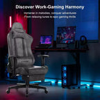 Chaise de jeu GTRACING avec repose-pieds, fauteuil de bureau inclinable ergonomique avec support lombaire, gris