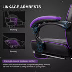 Chaise de jeu LUCKRACER avec repose-pieds Chaise de bureau ergonomique à dossier haut pour ordinateur Bureau Violet