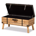 Amena Wood Large Storage Ottoman Dark Brown/Oak - Baxton Studio : Banc rembourré en tissu polyester