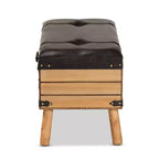 Amena Wood Large Storage Ottoman Dark Brown/Oak - Baxton Studio : Banc rembourré en tissu polyester