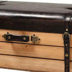 Amena Wood Large Storage Ottoman Dark Brown/Oak - Baxton Studio : Banc rembourré en tissu polyester