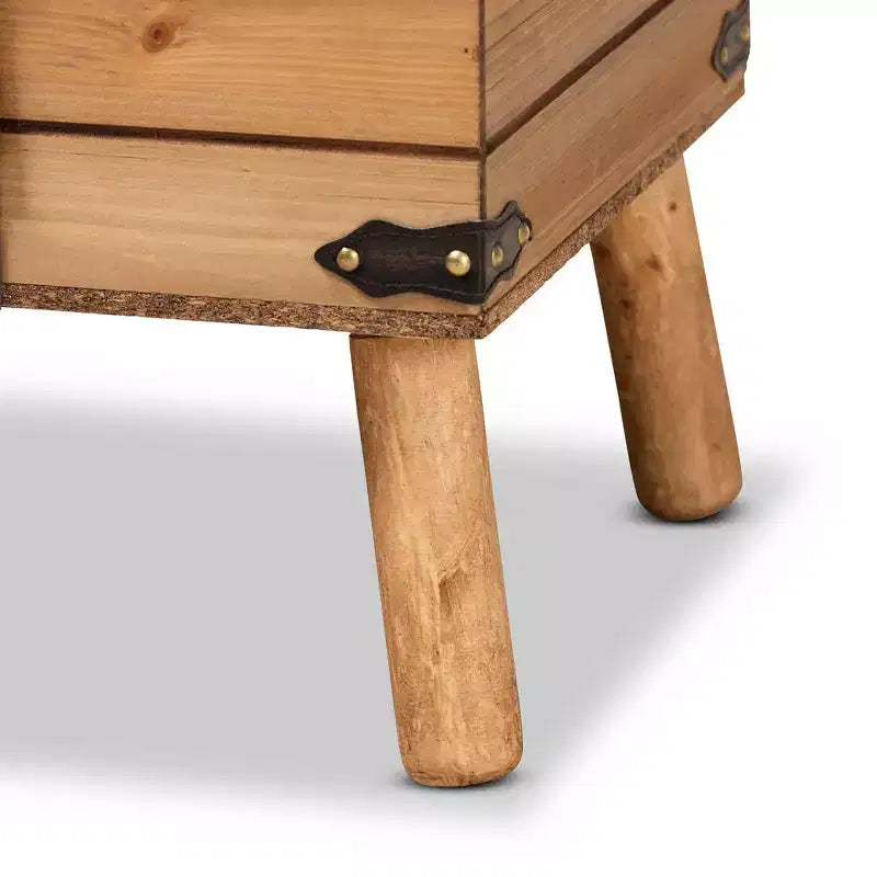 Amena Wood Large Storage Ottoman Dark Brown/Oak - Baxton Studio : Banc rembourré en tissu polyester