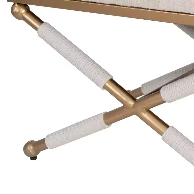 Tabouret d'appoint Linon Ashburn coloris avoine et doré