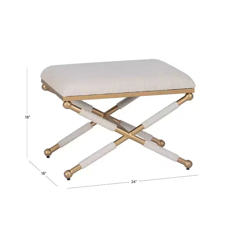 Tabouret d'appoint Linon Ashburn coloris avoine et doré