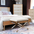 Tabouret d'appoint Linon Ashburn coloris avoine et doré