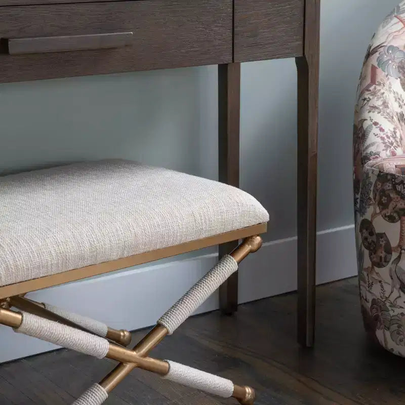 Tabouret d'appoint Linon Ashburn coloris avoine et doré
