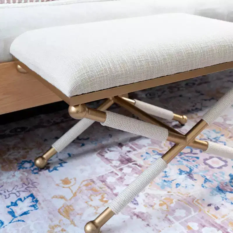 Tabouret d'appoint Linon Ashburn coloris avoine et doré
