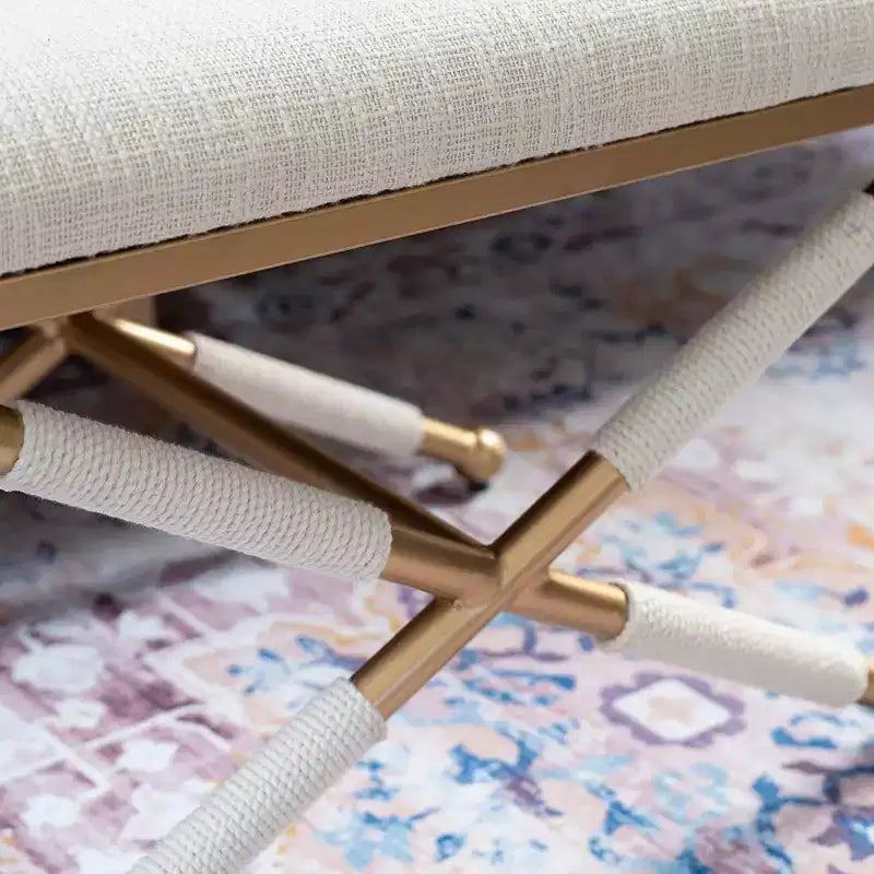 Tabouret d'appoint Linon Ashburn coloris avoine et doré