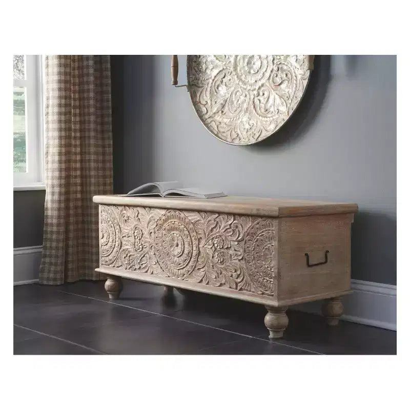 Fossil Ridge Storage Bench Beige - Signature Design by Ashley