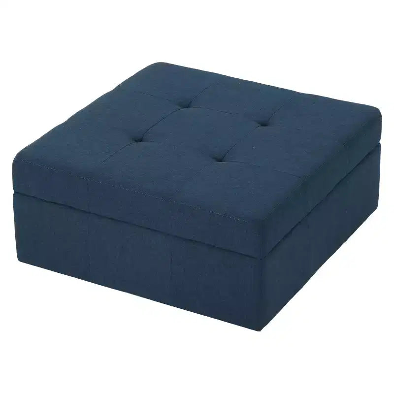 Christopher Knight Home Chatsworth Storage Ottoman - Navy: Elegant Tufted Design, Soft Polyester Upholstery, Mobile Casters