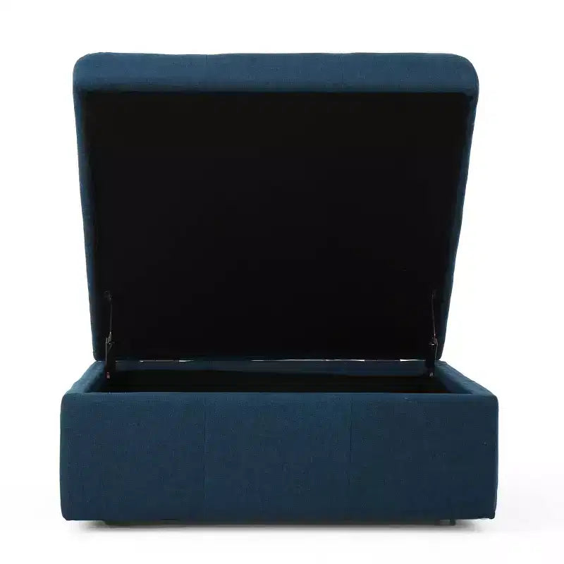 Christopher Knight Home Pouf de rangement Chatsworth – Marine : Design capitonné élégant, Revêtement en polyester doux, Roulettes mobiles