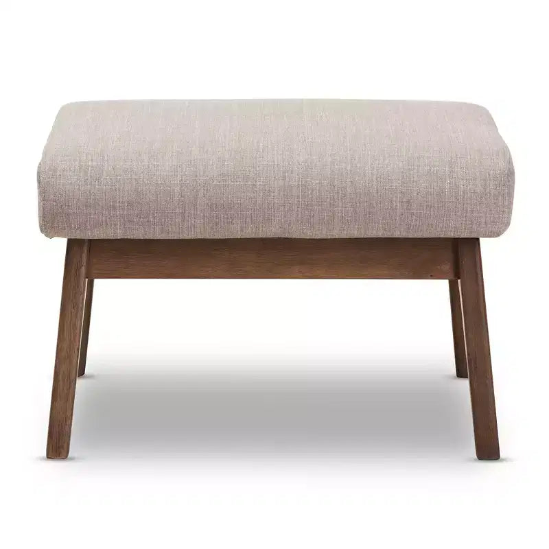 Pouffe en tissu gris clair Bianca Mid-Century Modern en noyer - Baxton Studio