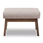 Pouffe en tissu gris clair Bianca Mid-Century Modern en noyer - Baxton Studio