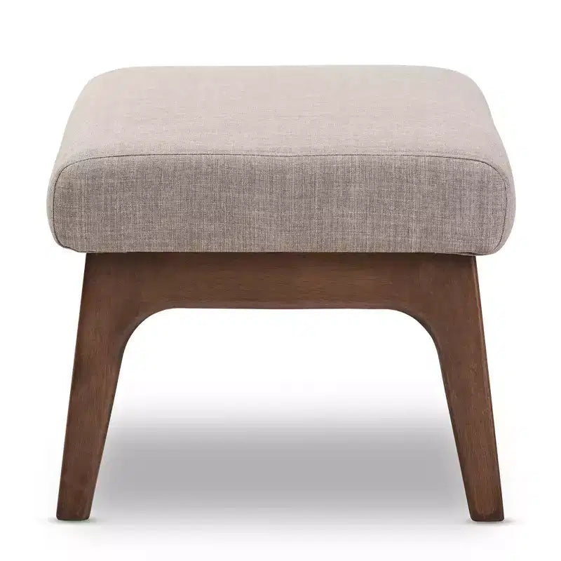 Pouffe en tissu gris clair Bianca Mid-Century Modern en noyer - Baxton Studio