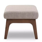 Pouffe en tissu gris clair Bianca Mid-Century Modern en noyer - Baxton Studio